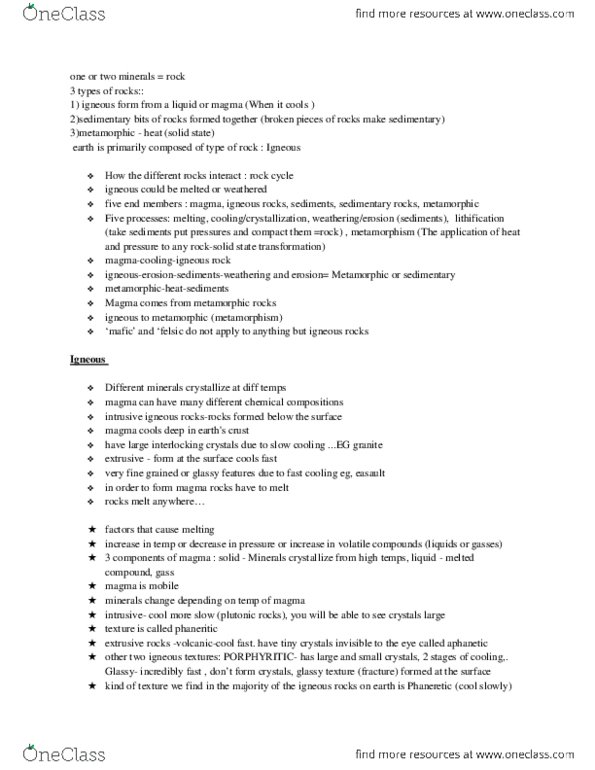 GLGY 209 Lecture Notes - Lecture 7: Igneous Textures, Andesite, Oceanic Crust thumbnail