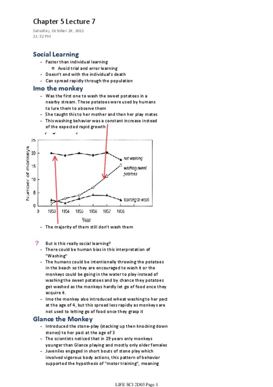 LIFESCI 2D03 Chapter 5: Chapter 5 / Lecture 7 thumbnail