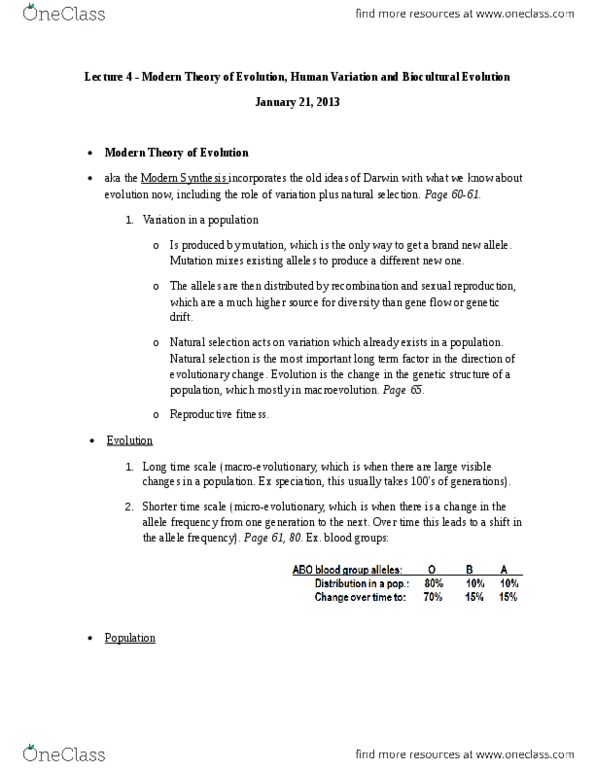 ANT101H5 Lecture Notes - Lecture 4: Allele, Probability Distribution, Mate Choice thumbnail