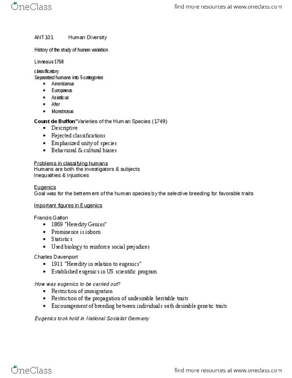 ANT101H5 Lecture Notes - Lecture 4: Blood Cell, Human Genome Diversity Project, Vasoconstriction thumbnail