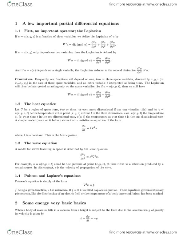 MAP 4306 Lecture Notes - Lecture 1: Thermal Conduction, Joseph Fourier, Thermal Conductivity thumbnail