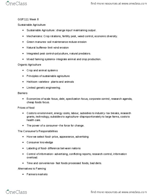 GGR111H5 Lecture Notes - Lecture 8: Quinary, Fordism, Sustainable Agriculture thumbnail