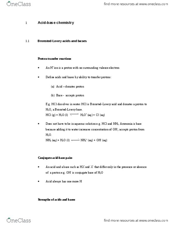 CAS CH 112 Chapter Notes - Chapter 1: Ph, Equilibrium Constant, Acid Dissociation Constant thumbnail