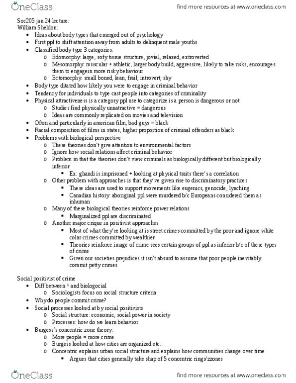 SOC205H5 Lecture Notes - Lecture 2: Concentric Zone Model, Economic Mobility, Social Disorganization Theory thumbnail