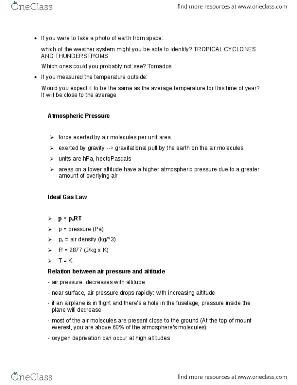 ENVIRSC 1A03 Lecture Notes - Lecture 6: Mount Everest, Fuselage, Ideal Gas Law thumbnail