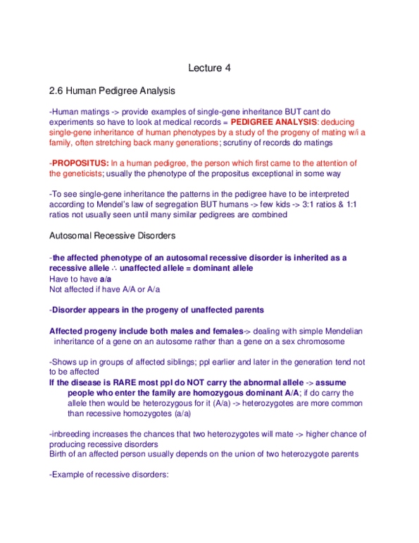 HMB265H1 Lecture Notes - Proband, Autosome, Zygosity thumbnail