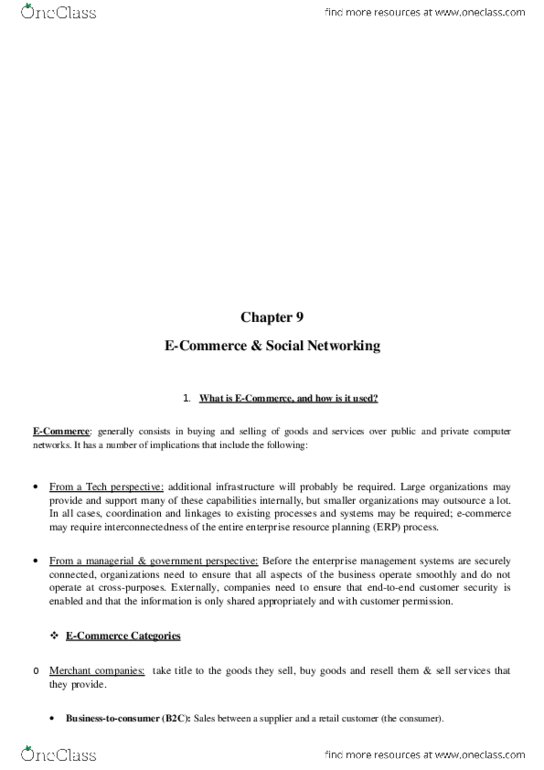 COMM 226 Lecture Notes - Lecture 9: E-Commerce, Linkedin, Web 2.0 thumbnail