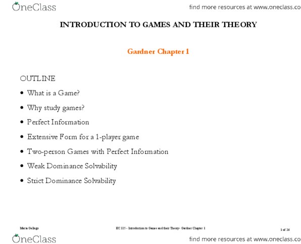 ECON 3M03 Lecture Notes - Lecture 1: Teamwork, Extensive-Form Game, Normal-Form Game thumbnail