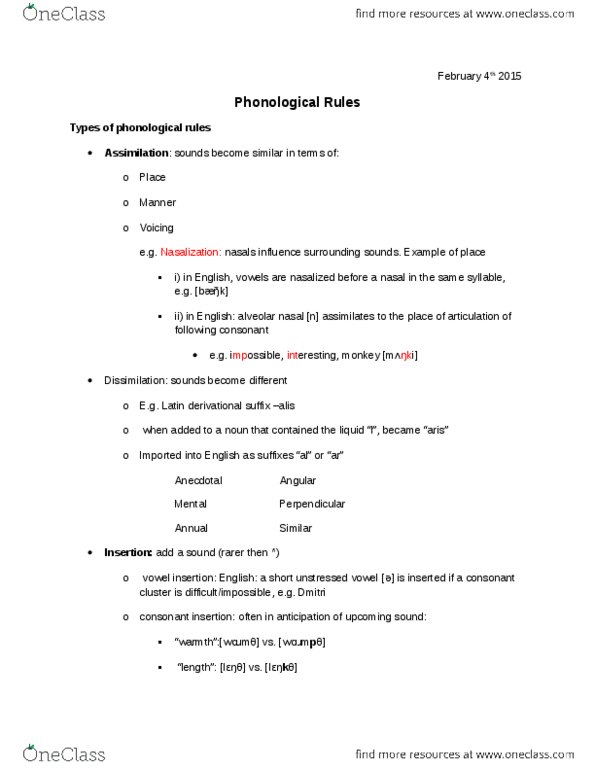 Anthropology 1027A/B Lecture Notes - Lecture 4: Canadian Raising, Sibilant, Complementary Distribution thumbnail