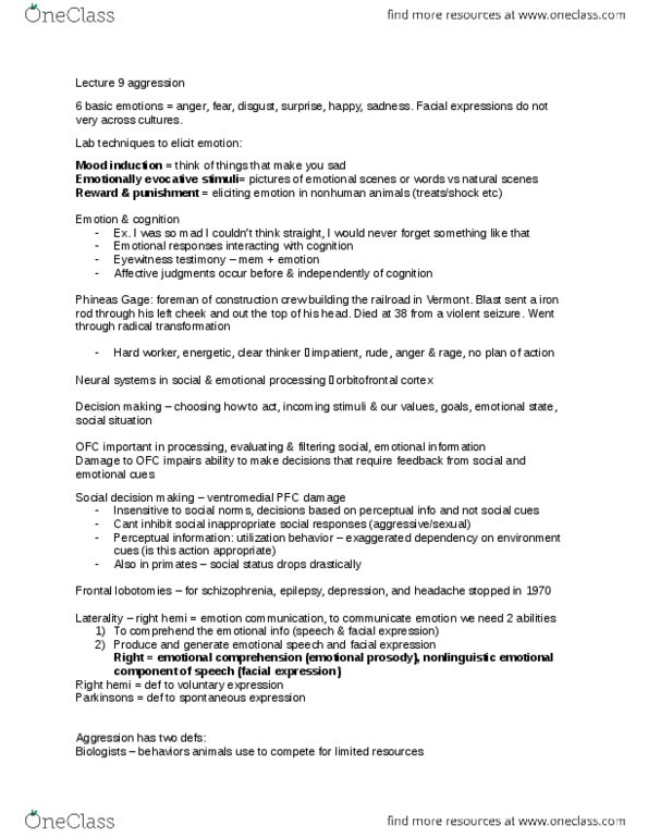 PSY398H5 Lecture Notes - Lecture 9: Laterality, David Buss, Operant Conditioning thumbnail