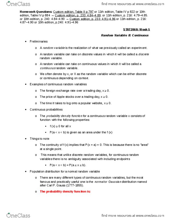 STAT 2060 Lecture Notes - Lecture 13: Standard Deviation, Probability Distribution, Random Variable thumbnail