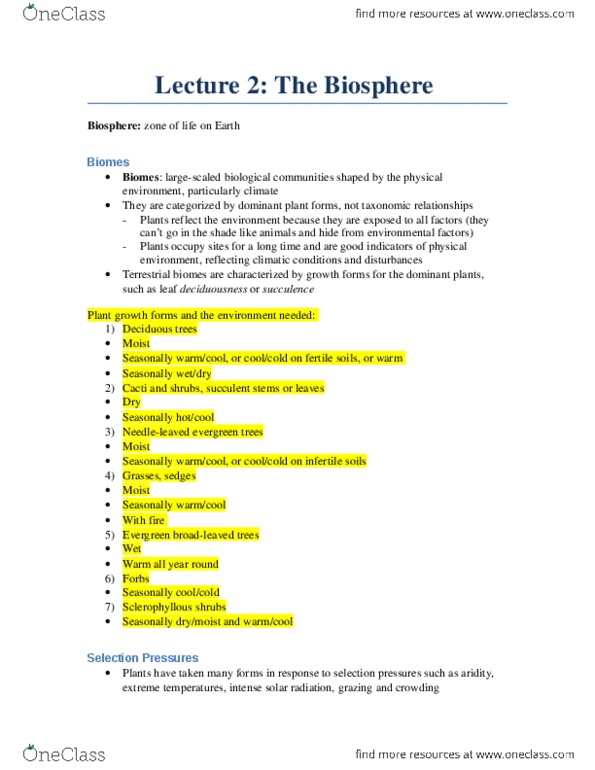 Biology 2483A Lecture Notes - Lecture 2: Permafrost, Zooplankton, Liana thumbnail