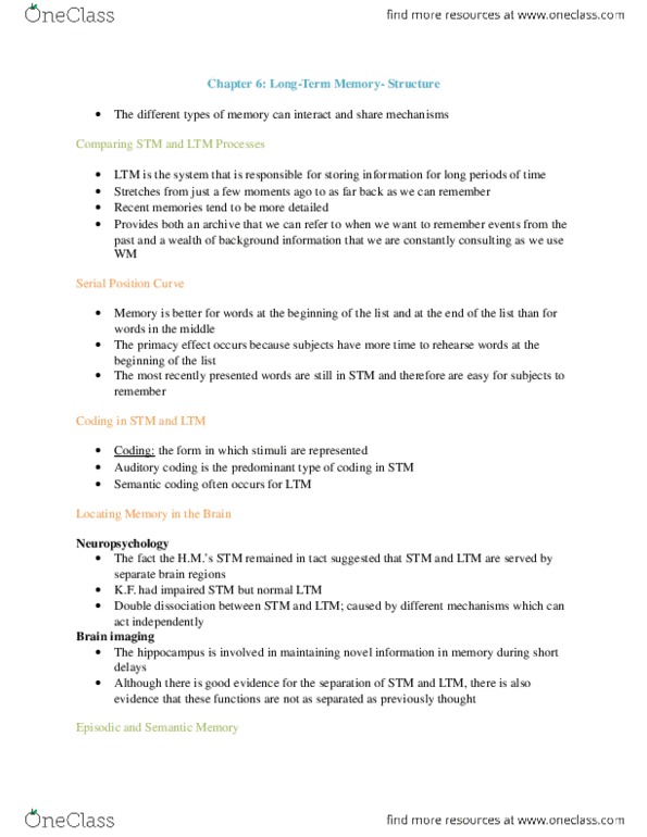 PSY270H5 Chapter Notes - Chapter 6: Connectionism, Neuropsychology, Backpropagation thumbnail