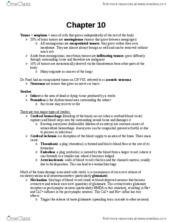 PSY290H5 Chapter Notes - Chapter 10: Axotomy, Brain Ischemia, Dementia thumbnail