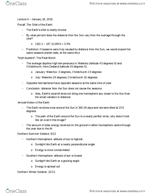 AS101 Lecture Notes - Lecture 5: Winter Solstice, Mythbusters, Celestial Equator thumbnail