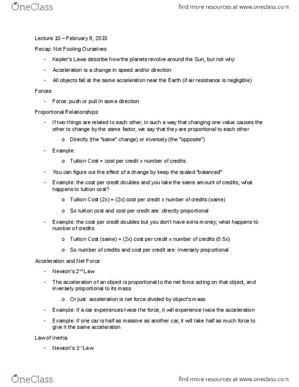 AS101 Lecture Notes - Lecture 10: Net Force thumbnail