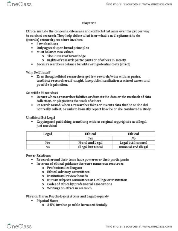 SOAN 2120 Chapter Notes - Chapter 3: Nuremberg Code, Milgram Experiment thumbnail