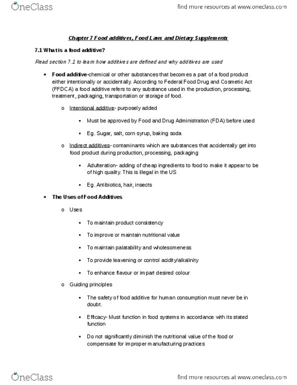 FOOD 2010 Chapter Notes - Chapter 7: Aspartame, Viscosity, Sewage Sludge thumbnail