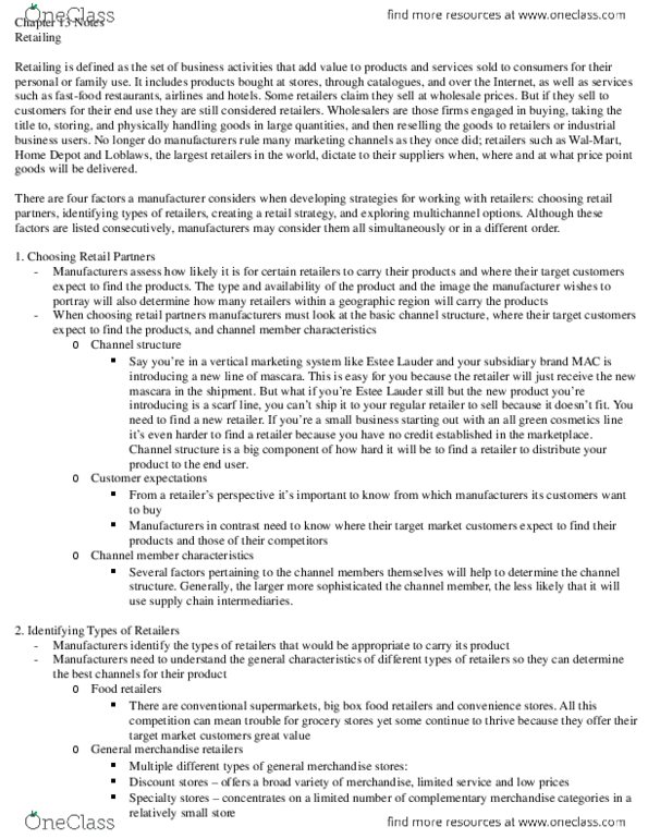 Management and Organizational Studies 2320A/B Chapter Notes - Chapter 13: Ikea, Dollarama thumbnail