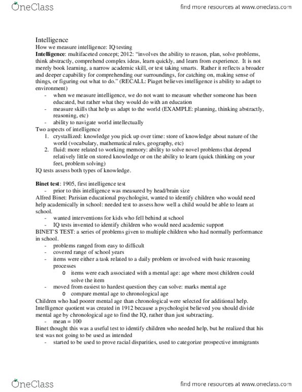 PSYCH 2AA3 Lecture Notes - Lecture 3: Selective Breeding, Stereotype Threat, Longitudinal Study thumbnail