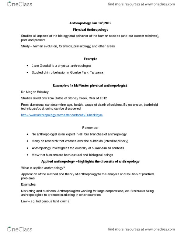ANTHROP 1AA3 Lecture Notes - Lecture 5: Arapesh Languages, Margaret Mead, Ethnocentrism thumbnail