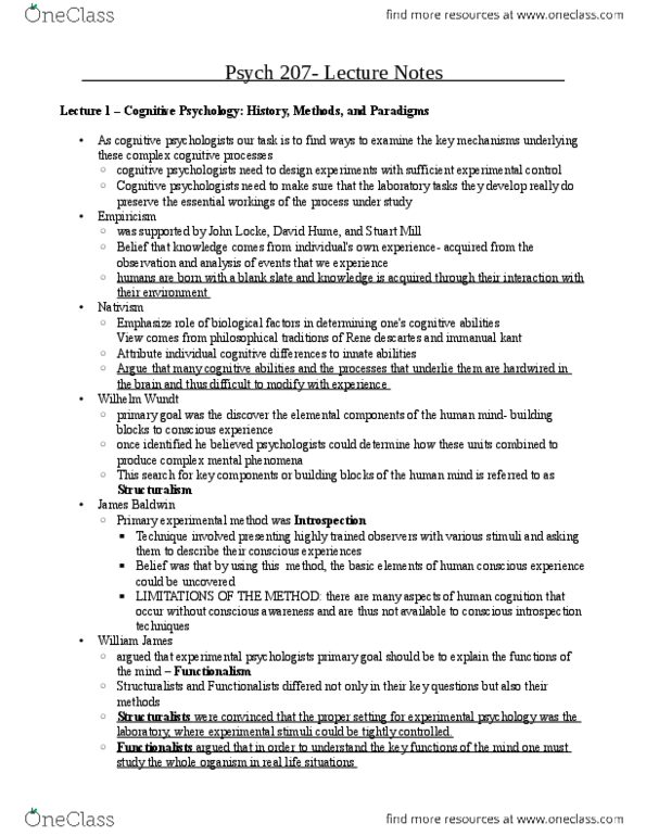 PSYCH207 Lecture Notes - Lecture 3: Parietal Lobe, Long-Term Memory, Wilder Penfield thumbnail