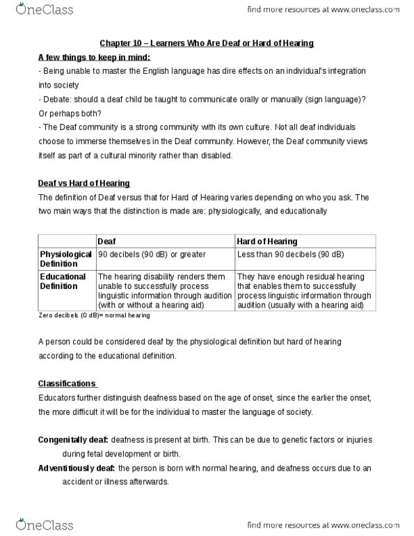 PSYC 3505 Chapter Notes - Chapter 10: Intellectual Disability, Ingroups And Outgroups, Fingerspelling thumbnail