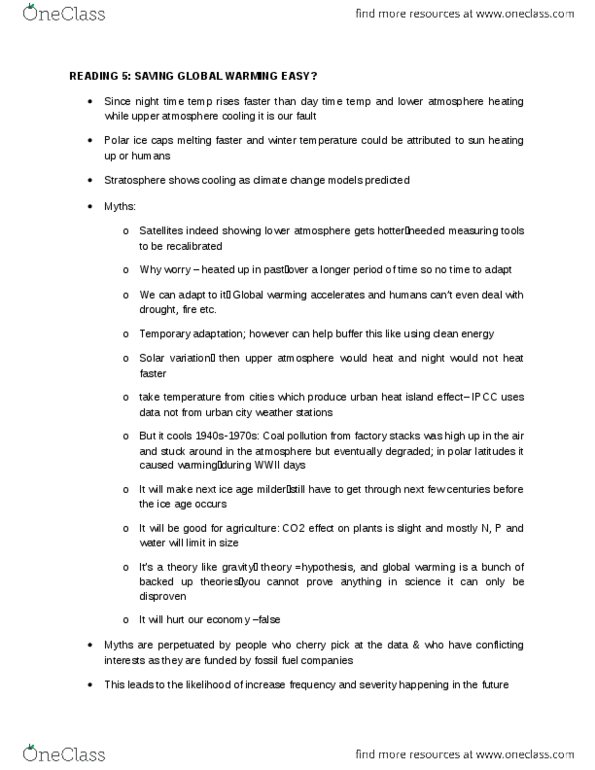 BIO220H1 Chapter Notes - Chapter 5: Solar Cycle, Urban Heat Island, Global Warming thumbnail