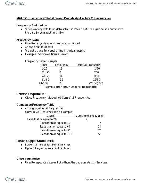 MATH 116 Lecture Notes - Lecture 2: Acura, Ogive, Scatter Plot thumbnail