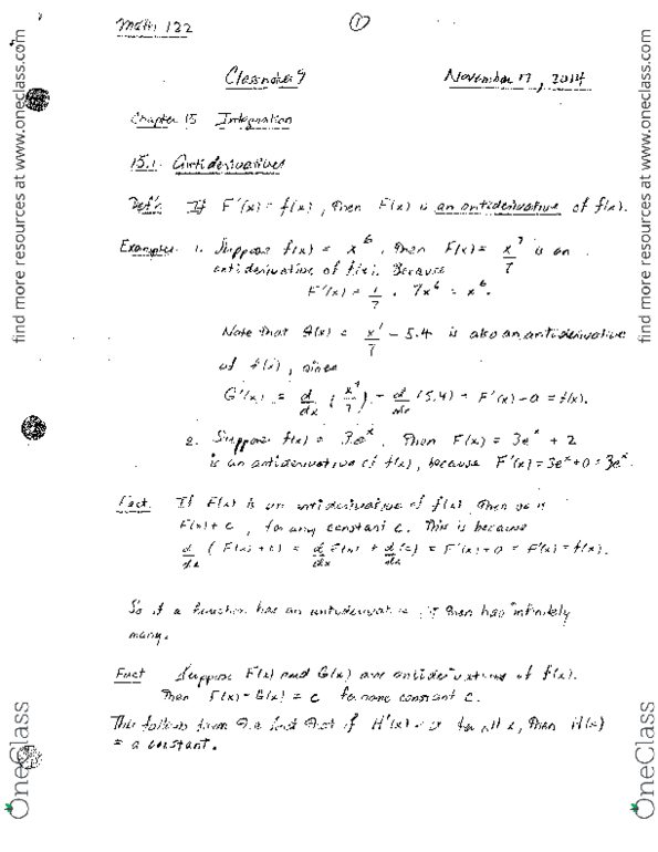 MATH 122 Lecture Notes - Lecture 9: Antiderivative, Potato, Demand Curve thumbnail