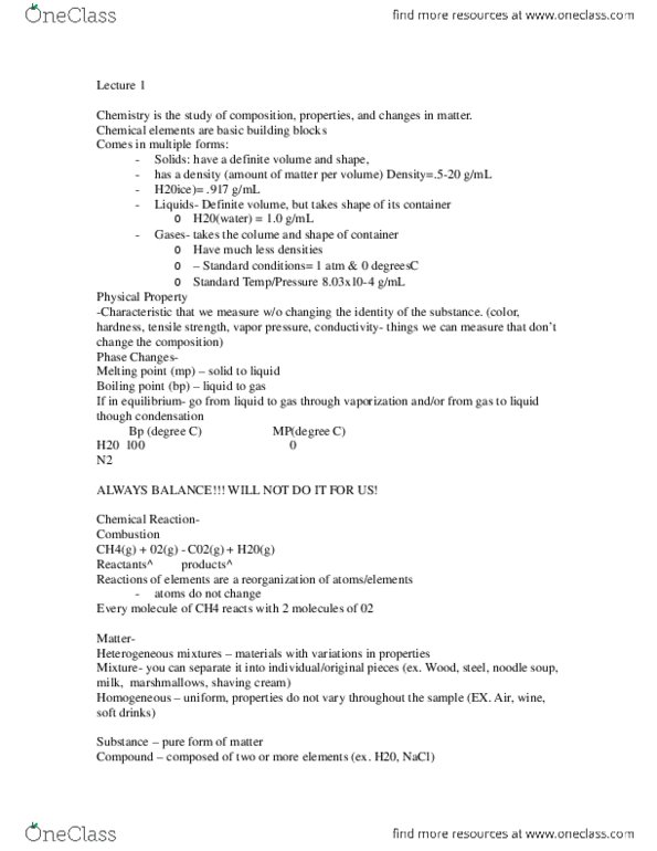 CAS CH 131 Lecture Notes - Lecture 1: Sodium Chloride thumbnail