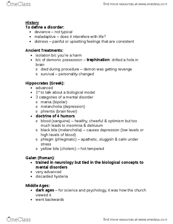 PSY 322 Lecture Notes - Lecture 1: Psychoactive Drug, Biopsychosocial Model, Johann Weyer thumbnail