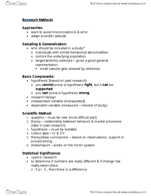 PSY 322 Lecture Notes - Lecture 2: Longitudinal Study thumbnail