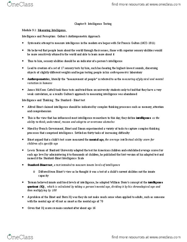 PSYA02H3 Chapter Notes - Chapter 9: Cortisol, Narcolepsy, James Mckeen Cattell thumbnail