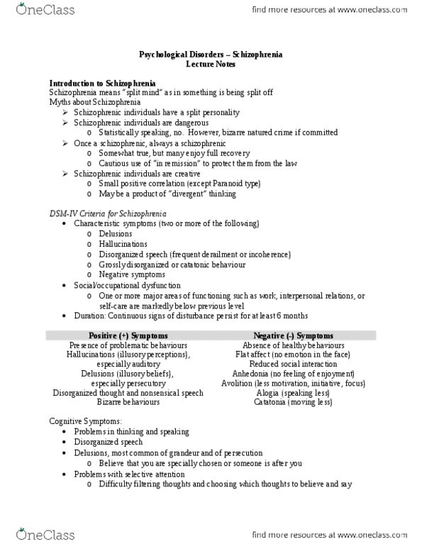 PSYCH101 Lecture Notes - Lecture 11: Taste, Tardive Dyskinesia, Chorea thumbnail