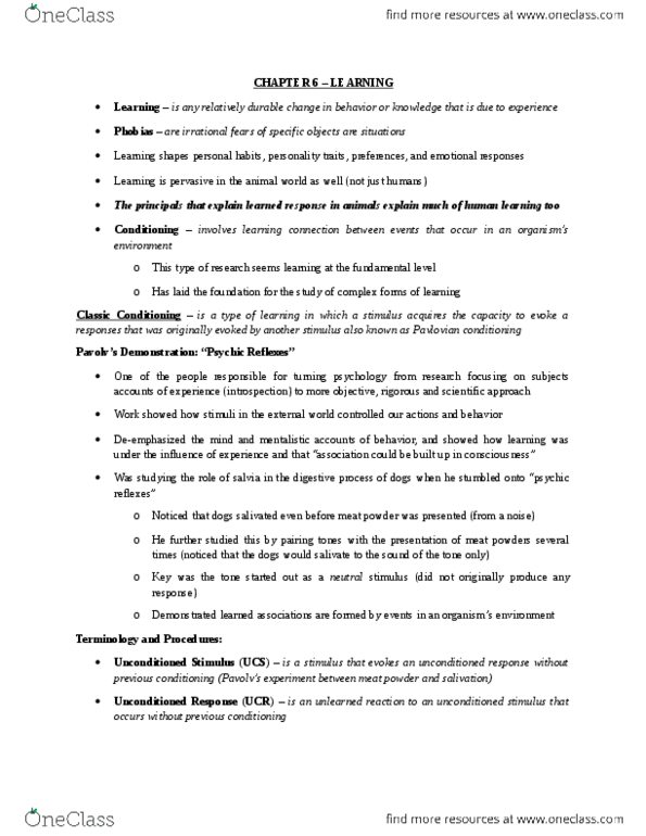 PSY100Y5 Lecture Notes - Lecture 6: Vending Machine, The Sauce (Tv Series), Natural Selection thumbnail