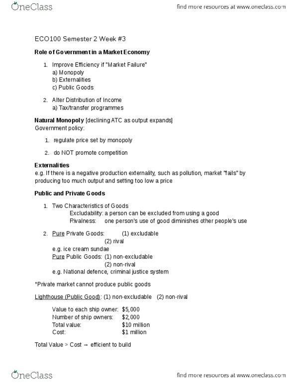 ECO102H1 Lecture Notes - Lecture 3: Final Good, Income Approach, Marginal Utility thumbnail