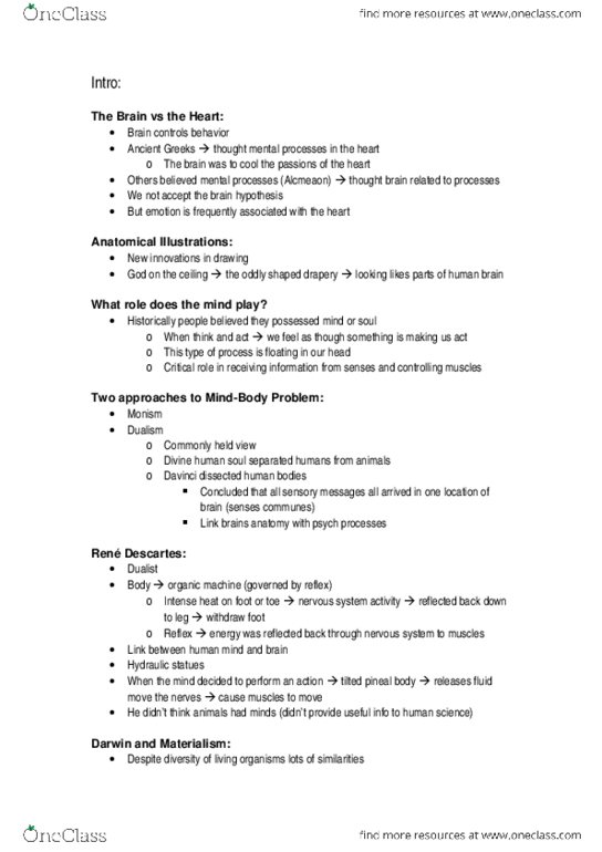 PSYC 211 Lecture Notes - Lecture 1: Monism thumbnail