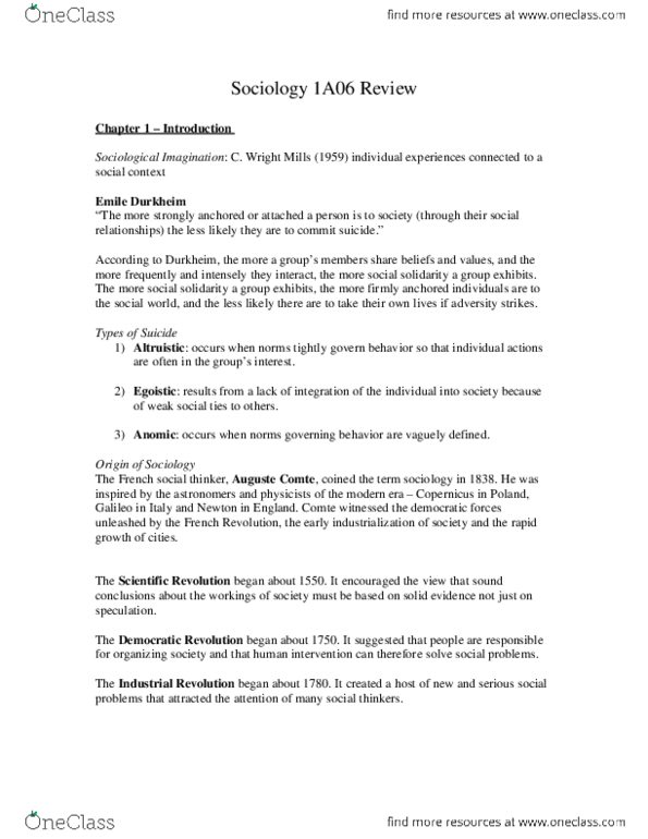SOCIOL 1A06 Chapter Notes - Chapter 1-2: Consumerism, Mcdonaldization thumbnail