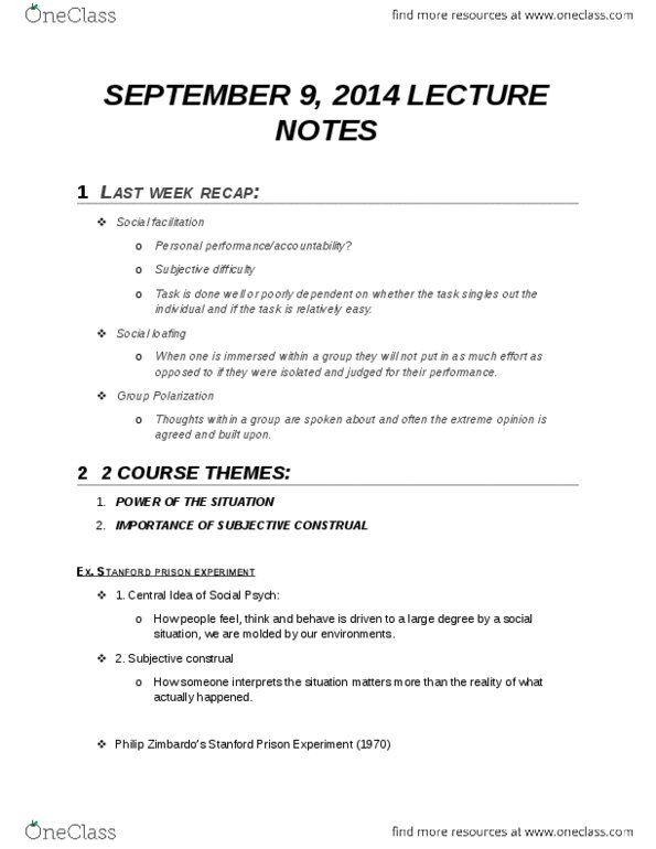 PSYC 260 Lecture Notes - Lecture 1: Psych, Abu Ghraib, Social Loafing thumbnail