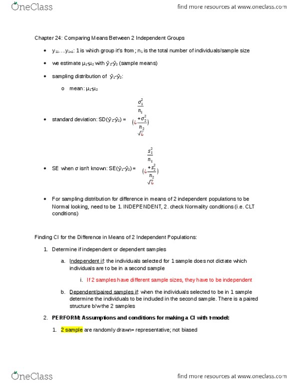 STAT 200 Chapter Notes - Chapter 24: Null Model, Unimodality, Confidence Interval thumbnail