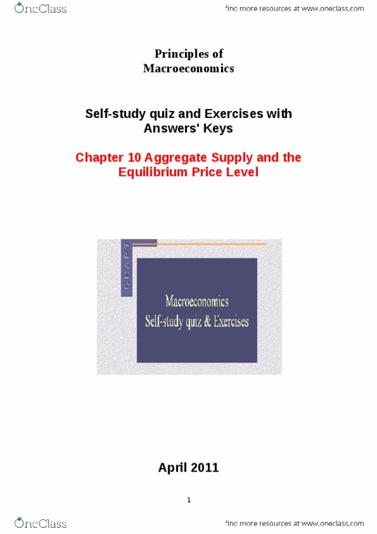 ECON 3020 Lecture Notes - Lecture 3: Frito-Lay, Nairu, Aggregate Supply thumbnail