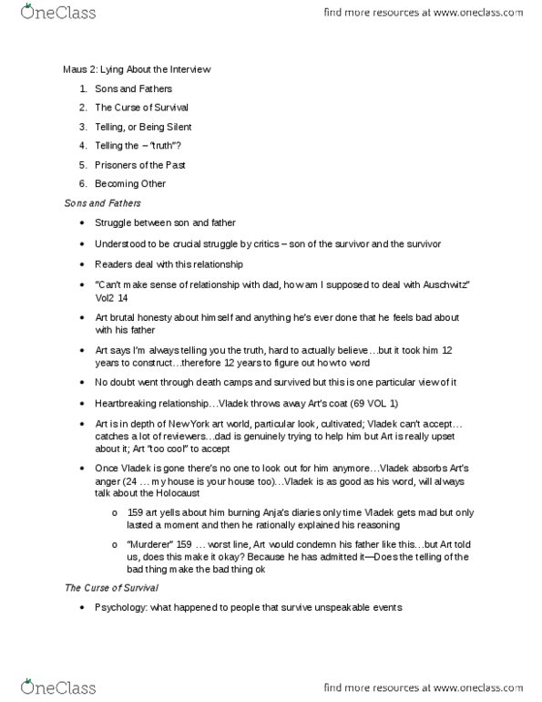 Media, Information and Technoculture 3214F/G Lecture Notes - Lecture 14: Extermination Camp, Posttraumatic Stress Disorder thumbnail