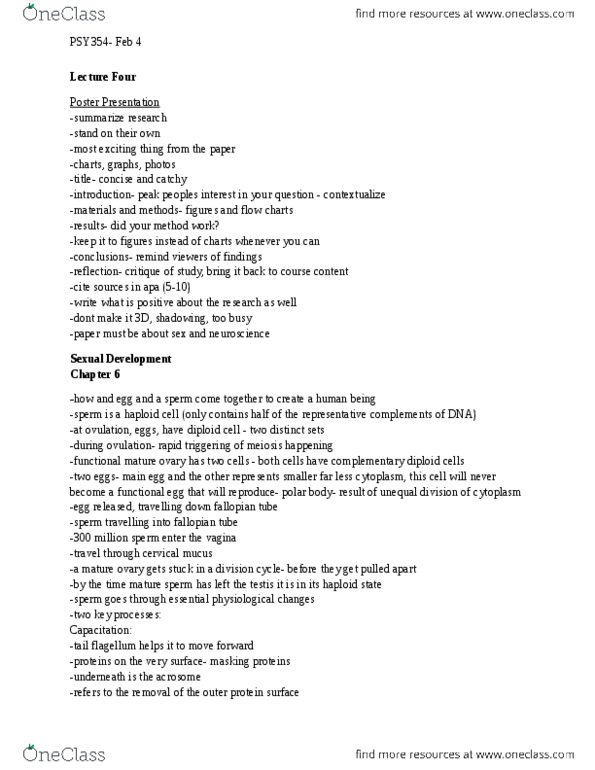 PSY354H5 Lecture Notes - Lecture 4: Paramesonephric Duct, Hyperplasia, Xyy Syndrome thumbnail