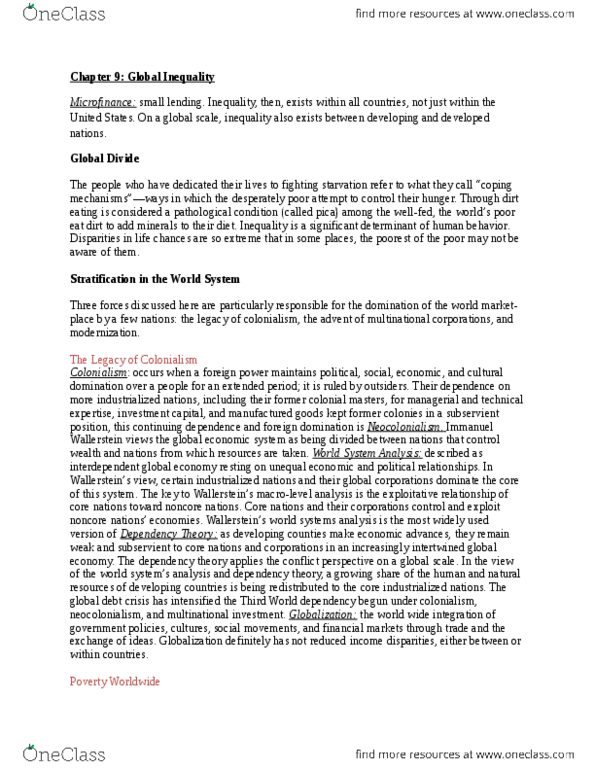 SOC 100 Chapter Notes - Chapter 9: Systems Analysis, Social Mobility, Gross National Income thumbnail