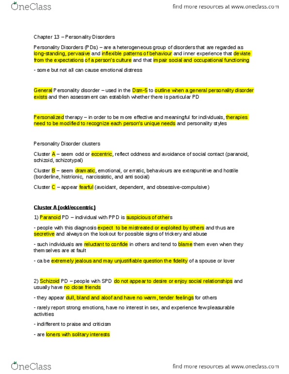 PSYB32H3 Chapter Notes - Chapter 13: Conduct Disorder, Schema Therapy, Object Relations Theory thumbnail