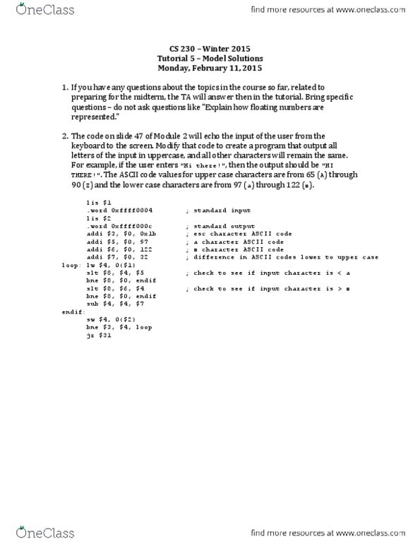 CS230 Lecture Notes - Lecture 5: Null Character, Array Data Structure, Memory Address thumbnail