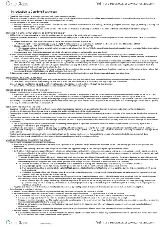 PSY270H1 Chapter Notes - Chapter 1: Little Albert Experiment, Long-Term Memory, Logic Theorist thumbnail