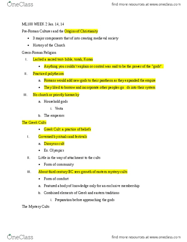 ML100 Lecture Notes - Lecture 2: Presbyter, Quran, Neoplatonism thumbnail