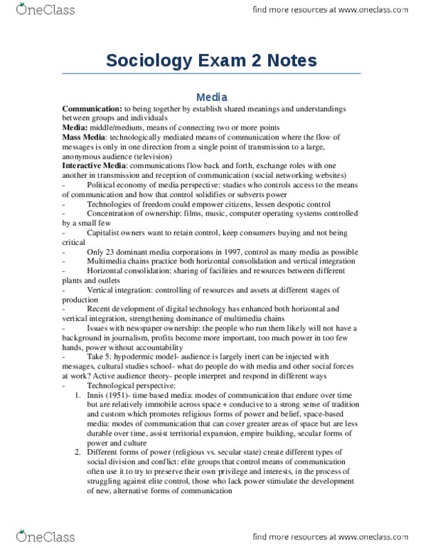 Sociology 1021E Lecture Notes - Lecture 14: Sex Segregation, Debt Relief, Visible Minority thumbnail